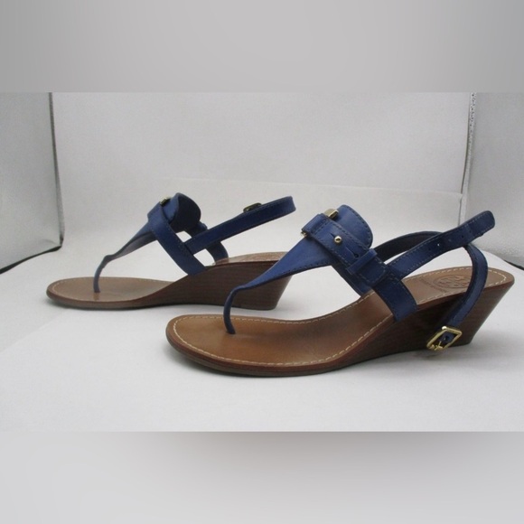 Tory Burch Royal Blue Casey Leather Sandals (Size 8) - Picture 12 of 13